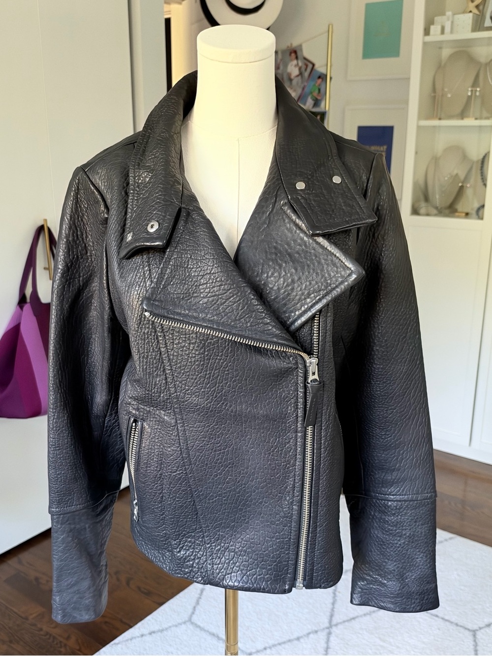 EUC Mackage Lambskin Funnel Neck Leather Jacket